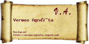 Vermes Agnéta névjegykártya